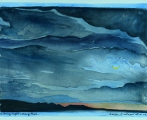 Karen Cordasco, Waning Night, Waning Moon, Watercolor on Paper, 8 x 10